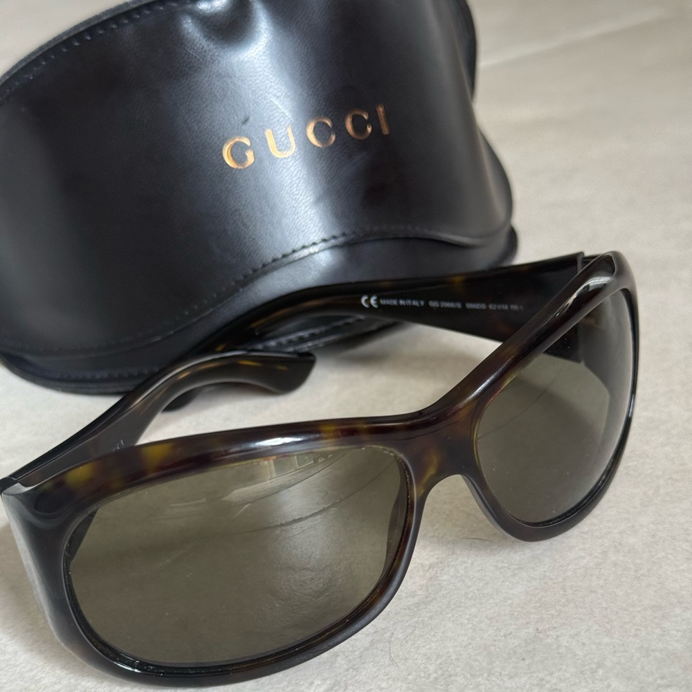Gucci Brown Havana Butterfly Oversized Sunglasses Italy